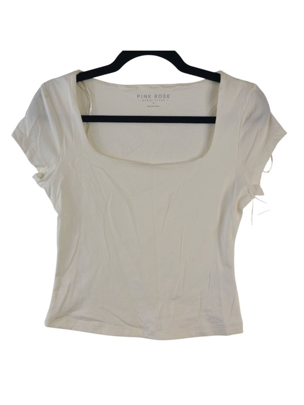 Pink Rose Womens Ivory Mocha Combo Modal Blend Scoop Neck Top M